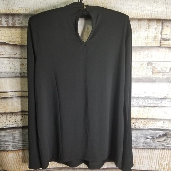 Carmen Marc Valvo Black Gold Button Choker Top - Picture 3 of 3